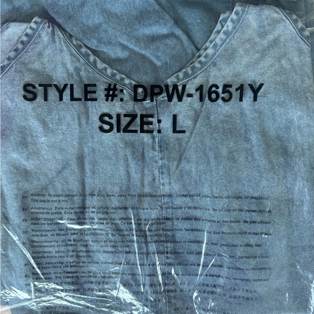 Zenana Lyocell Chambray Wide Leg Jumpsuit Vintage Wash Blue Flowy L AND M NWT - Picture 9 of 9